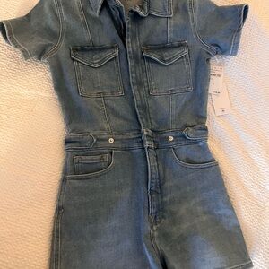 Good American Teen or Adult Light Blue Denim Short Jumpsuit